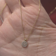 14K Gold Necklace with Round Pavé Zirconia Pendant