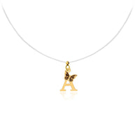 14K Gold Initial Necklace with Butterfly – Letter A , C , G , M , O , R, P