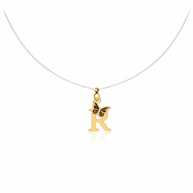 14K Gold Initial Necklace with Butterfly – Letter A , C , G , M , O , R, P