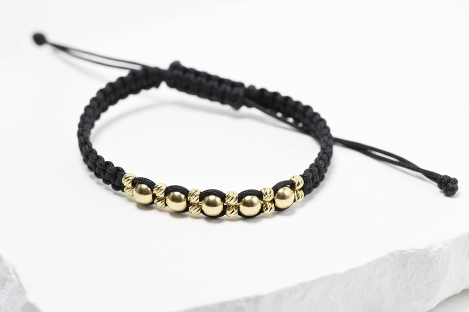 Red String Bracelet with 14K Gold Beads – Adjustable Lucky Bracelet