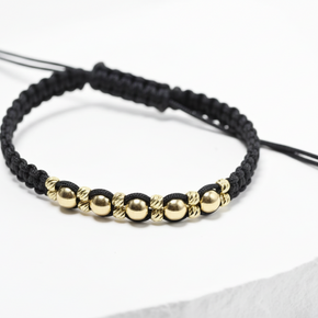 Red String Bracelet with 14K Gold Beads – Adjustable Lucky Bracelet