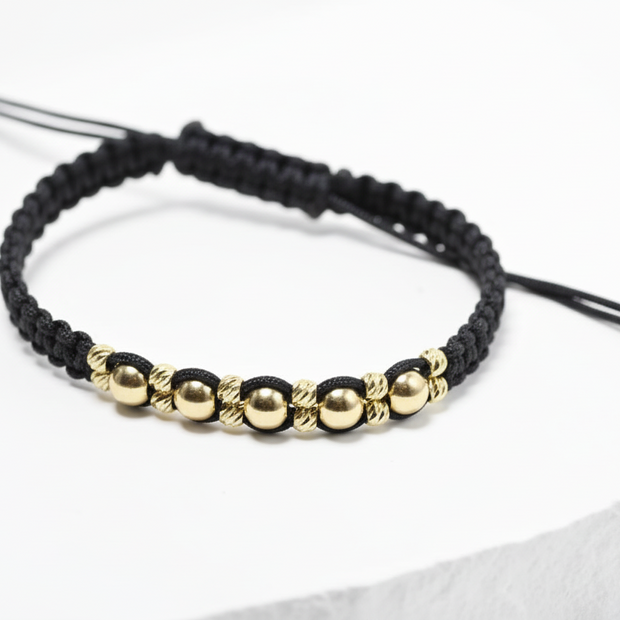 Red String Bracelet with 14K Gold Beads – Adjustable Lucky Bracelet