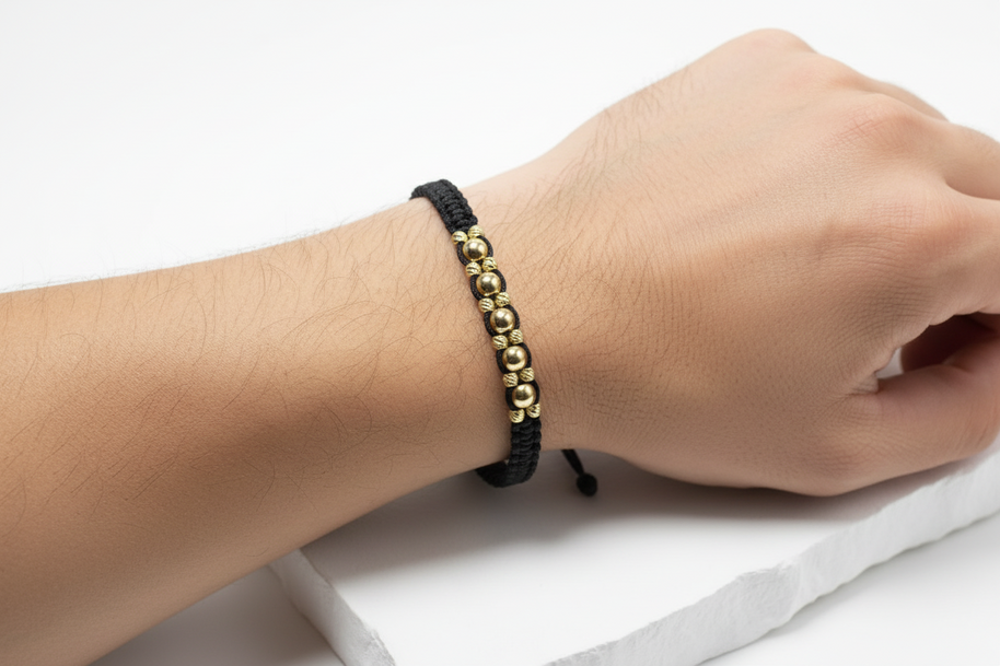 Red String Bracelet with 14K Gold Beads – Adjustable Lucky Bracelet
