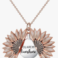 Sunflower Necklace for Women You are My Sunshine Engraved Locket 925 Sterling Silver Necklace