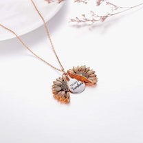Sunflower Necklace for Women You are My Sunshine Engraved Locket 925 Sterling Silver Necklace