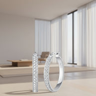 Women's rhinestone hoop earrings 925 STERLING SILVER