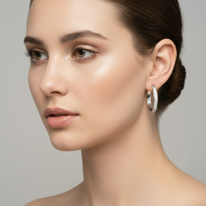 Women's rhinestone hoop earrings 925 STERLING SILVER
