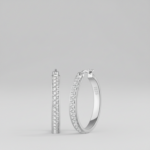 Women's rhinestone hoop earrings 925 STERLING SILVER