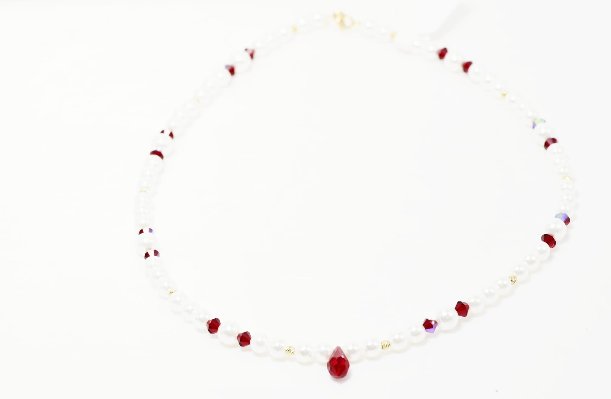 Ruby Pearl Drop Necklace – 14K Gold