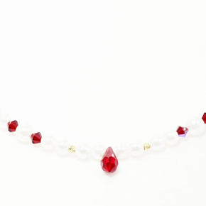 Ruby Pearl Drop Necklace – 14K Gold