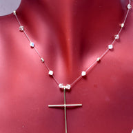 Floating Cross Necklace – 14K Gold