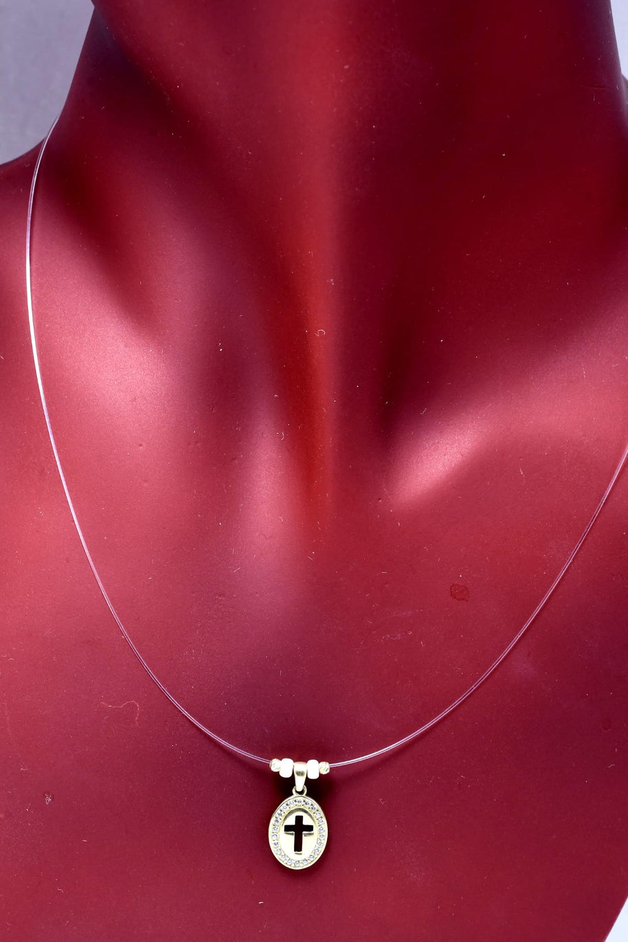 Halo Cross Necklace – 14K Gold