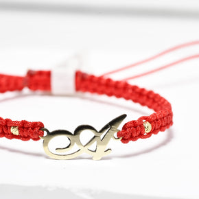 Red String Letter A Bracelet – 14K Gold