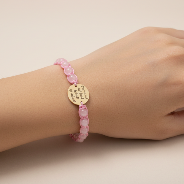 Pink Personalized Bracelet – 14K Gold