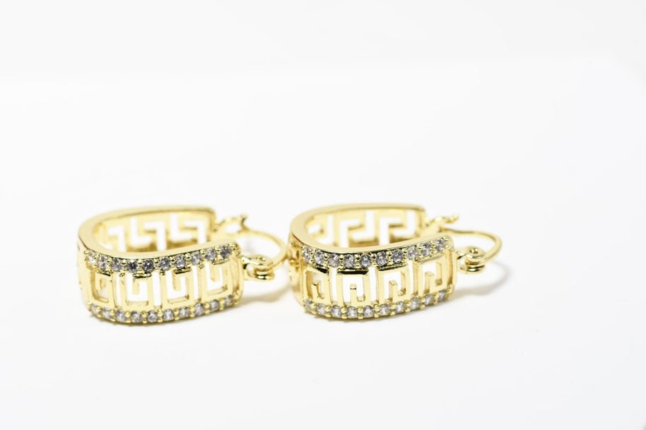 Gold Plated Stainless Steel Hoop Earrings with Crystal Detail