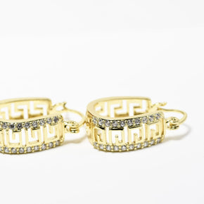 Gold Plated Stainless Steel Hoop Earrings with Crystal Detail