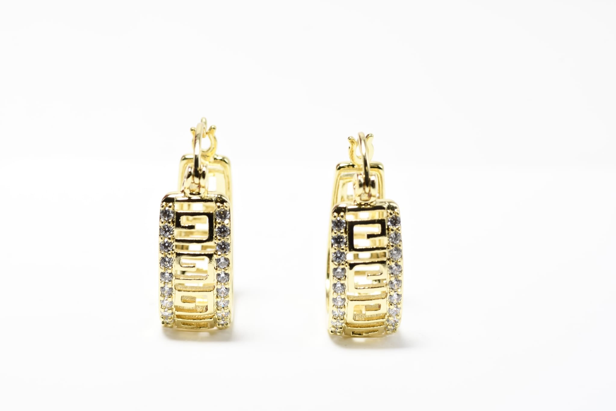 Gold Plated Stainless Steel Hoop Earrings with Crystal Detail