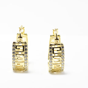 Gold Plated Stainless Steel Hoop Earrings with Crystal Detail