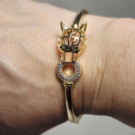 Gold Plated Tiger Head Bangle Bracelet