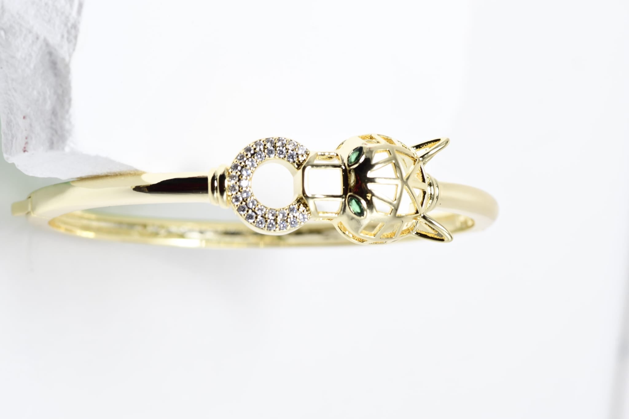 Gold Plated Tiger Head Bangle Bracelet