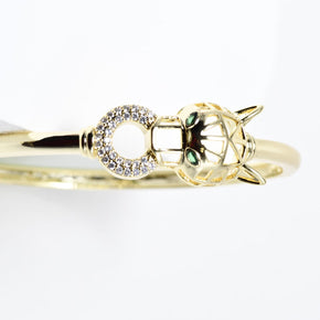 Gold Plated Tiger Head Bangle Bracelet