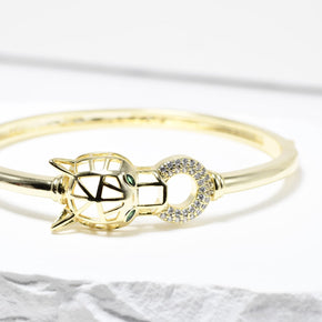 Gold Plated Tiger Head Bangle Bracelet