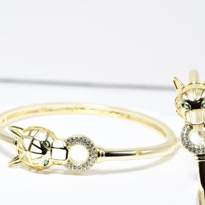 Gold Plated Tiger Head Bangle Bracelet