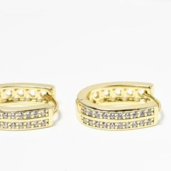 Gold Plated Stainless Steel Earrings CUBIC ZIRCONIA STONES