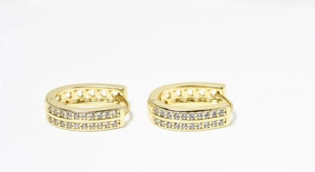 Gold Plated Stainless Steel Earrings CUBIC ZIRCONIA STONES