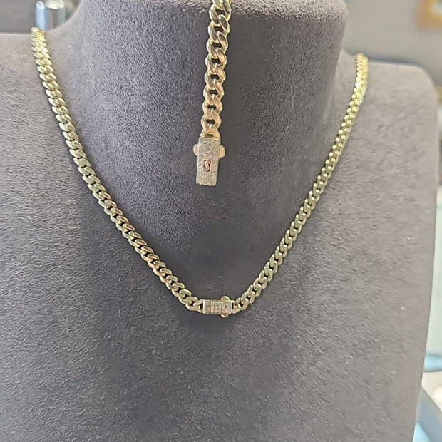 Cuban Link Monaco Style Set – 14K Gold Bracelet & Chain (585)
