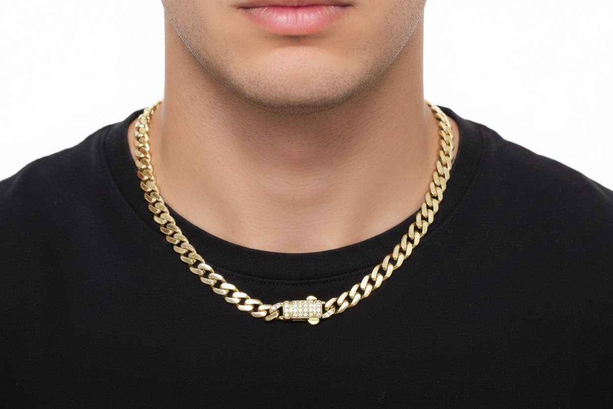 14K Gold Men’s Cuban Link Necklace – 55 cm