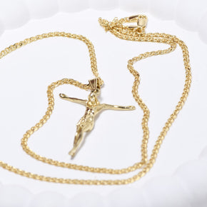 14K Gold Jesus Pendant Necklace – 55 cm
