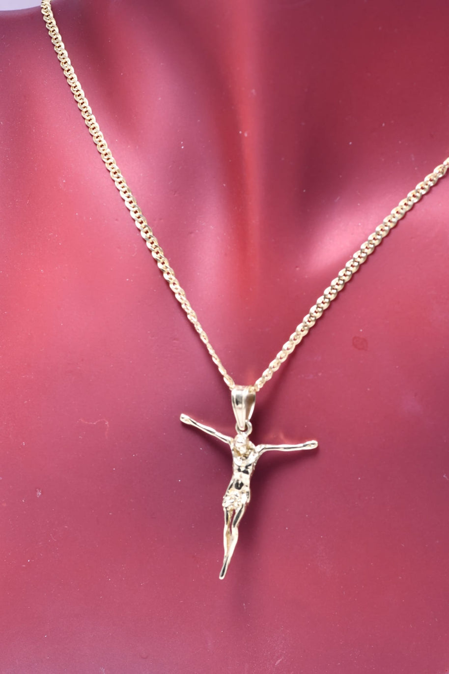 14K Gold Jesus Pendant Necklace – 55 cm