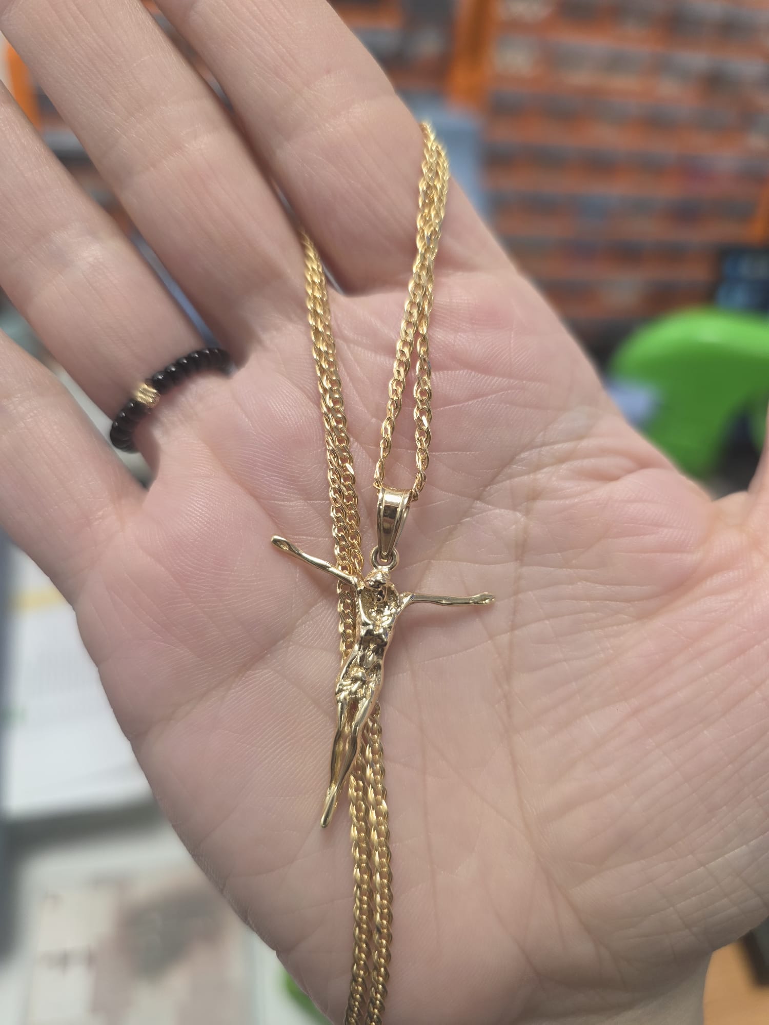 14K Gold Jesus Pendant Necklace – 55 cm