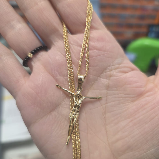 14K Gold Jesus Pendant Necklace – 55 cm