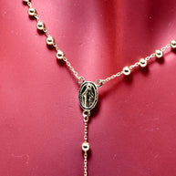 14K Gold Rosary Style Necklace with Miraculous Medal and Cross