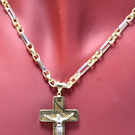 14K Gold Two-Tone Cross Necklace