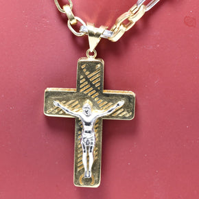 14K Gold Two-Tone Cross Necklace