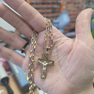 14K Gold Two-Tone Cross Necklace