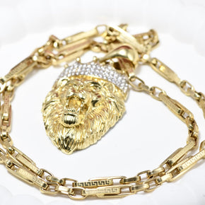 14K Gold Lion Head Necklace – 55 cm