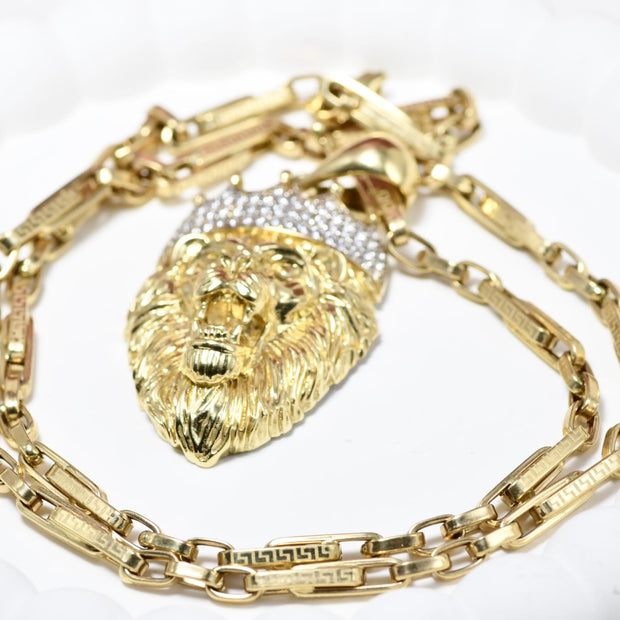 14K Gold Lion Head Necklace – 55 cm