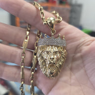 14K Gold Lion Head Necklace – 55 cm