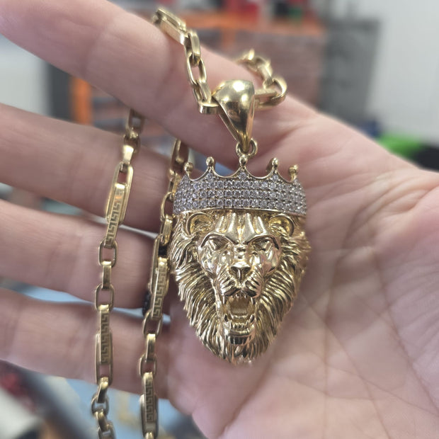 14K Gold Lion Head Necklace – 55 cm