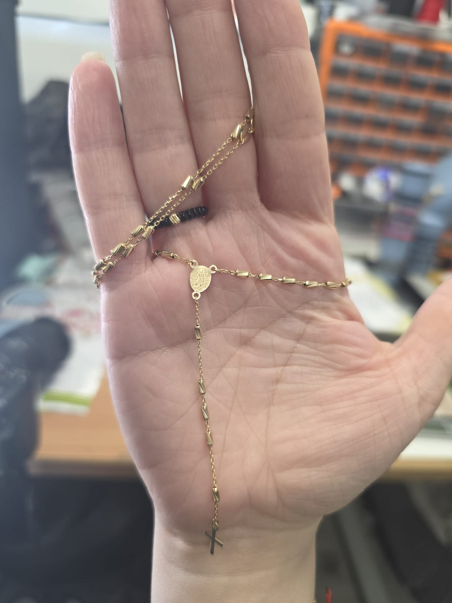 14K Gold Rosary Style Necklace