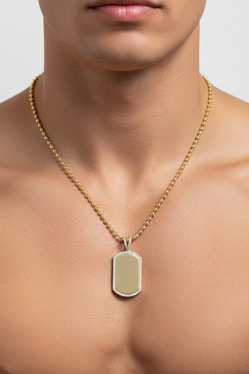 14K Gold Engravable Army Plate Necklace – 60 cm