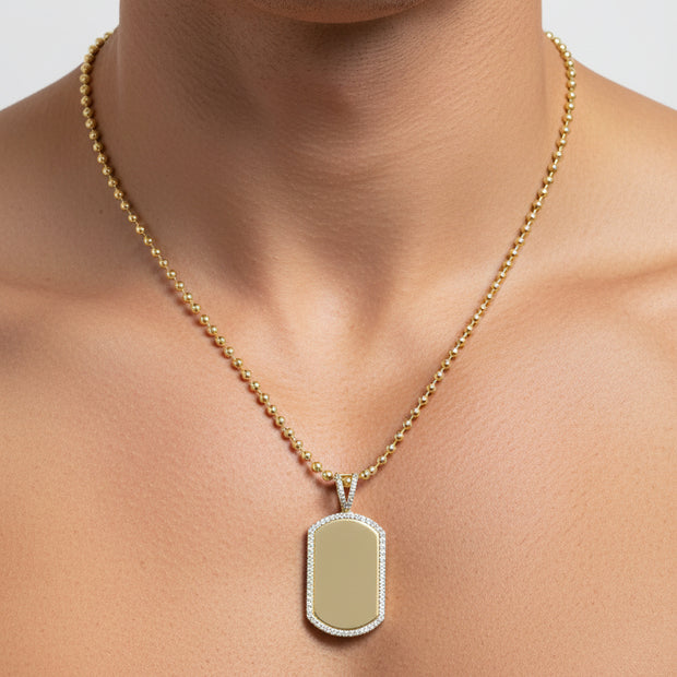 14K Gold Engravable Army Plate Necklace – 60 cm