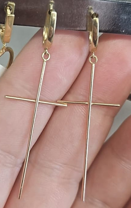 CROSS EARRINGS 585 GOLD 14K