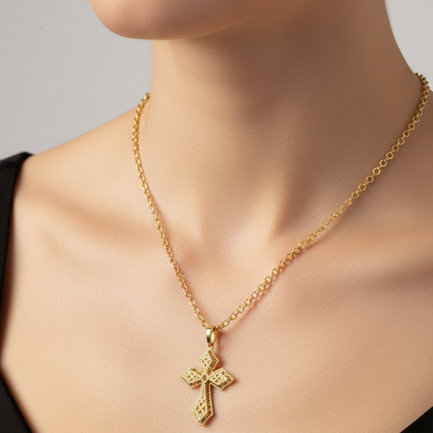 14K Gold Cross Necklace