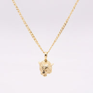 14K Gold Tiger Head Necklace – 45cm