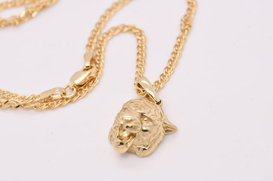 14K Gold Tiger Head Necklace – 45cm